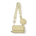 Light green multi-functional crossbody phone bag with wide jacquard strap and small coin pouch - Green Bag Set