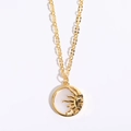 Collana sole e luna in acciaio al titanio dorato con intarsio in madreperla bianca - Sole Madreperla (Oro)