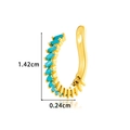 Ear cuff en U doré avec pierres turquoise rectangulaires, taille 1,42 cm par 0,24 cm - Or Bleu