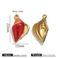 Stainless steel conch shell pendant for DIY jewelry in gold finish with red and green enamel - Conch Red