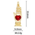 Detailed size chart of gold winged heart pendant with 33.6mm height and 2.0g weight - Hand Holding Heart Style (DZ-018)