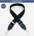 Adjustable wide black canvas shoulder strap with gold metal hooks for cross-body bags - Black Strap-Black Leather / Light Gold Buckle