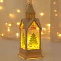 Off-white Christmas lantern with LED light and festive tree print decoration - Off-white Christmas Tree