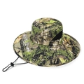 Leaf camouflage boonie hat with wide brim, breathable mesh, and adjustable wind cord - One Size / Army Green