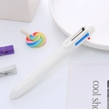 Stylo bille multicolore macaron blanc avec encres 3-en-1 et prise ergonomique - Blanc