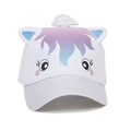 Kids unicorn baseball cap with 3D ears and glitter brim in white for girls and boys - White Glitter Pattern Unicorn