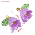 Ciondolo mughetto viola 15x11mm con foglia verde per creazione gioielli fai da te - Viola Chiaro