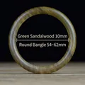 Brazalete minimalista de sándalo verde de 10mm de ancho para mujer acabado pulido - 54mm / Barra Redonda-10mm / Sándalo verde