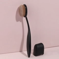 Toothbrush-shaped foundation brush with dense synthetic fibers and black protective cap - With Dust Cover / Brown