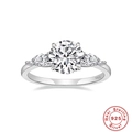 Close-up of S925 sterling silver stamp on a three-stone engagement ring band - US 8 / Three-stone Style / Silver