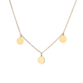 Minimalist gold stainless steel chain necklace with three smooth round circular pendants - Gold Round