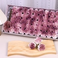 Three-layer soap rose gift box featuring 50 gradient purple and white artificial flowers - 3 Layers (50 Pcs/Box) / Purple White Gradient