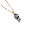 Gouden ketting met blauwe slippershanger voorzien van boze oog-motieven en zirkoon - Blauwe Slipper Hanger / Goud