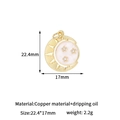 Detailed view of 14K gold plated crescent moon pendant with sizes 22.4mm by 17mm - 14K Gold H-13626 Gold Moon Star