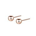 Close-up of highly polished rose gold ball stud earrings in minimalist style - 6mm / Rose Gold