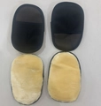 Set of four car wash gloves featuring black mesh back and beige wool-like plush surface - Bulk/Loose Packaging / Black