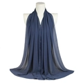 Navy blue pearl chiffon long shawl scarf with soft drape for elegant styling - Marl Grey