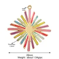 Colorful sunburst enamel pendant in gold alloy with 29mm width and 1.5mm thickness - Gold-Colorful Sun Flower
