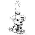 Ciondolo a forma di cucciolo in argento sterling S925 con piccolo osso per bracciali DIY - Cucciolo Con Osso (007)