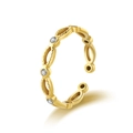 Goldener verstellbarer Ring aus Edelstahl mit Diamantenbesatz und ovalem Hohlraumdesign - Hohler Kettenstil (SR22032601)