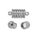 Silberner zylindrischer Magnetverschluss für DIY-Armbänder im offenen und geschlossenen Zustand - Gestreifter Verschluss 17*8mm