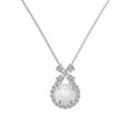 Collier exquis en argent S925 avec pendentif perle blanche et nœud en zircon - Collier Pendentif Nœud Argent (DY190900)