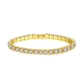Elegante pulsera tenis con circonitas redondas y un acabado chapado en oro amarillo - 19cm / Dorado