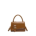 Bolso elegante de charol marrón con hebilla dorada y correa de hombro ajustable - Marrón