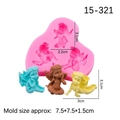 Pink heart-shaped silicone mold for creating three mini angel statues in different poses - Style 1-Heart / Pink