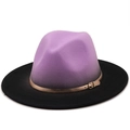 Detail of gradient purple to black fedora hat with gold buckle and felt texture - M (56-58cm) / Light Purple to Black Gradient (06)