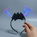 Halloween led bat headband with glowing blue fiber optics and spooky wings - Fiber Optic Bat