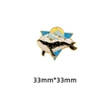 Artistic enamel whale brooch with snow mountain and moon design, 33mm by 33mm - Sunset Whale