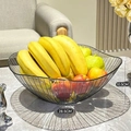 Cesto per frutta di lusso in PET grigio trasparente con righe e bordo ondulato - 2023 Stile Alto Ondulato / Grigio Trasparente