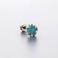 Titanium steel butterfly stud earring with blue zircon stone and flat screw back - Simple Blue-Green Gem Style (A109-4#) / Single Piece