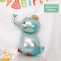 Blue elephant animal foil balloon with golden crown for kids' birthday party decor - Crown Elephant