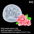 Silikonform Rose für DIY Kuchendekoration und Seife mit detaillierten Maßen - 1#B42 Rose / Transparent
