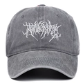 Gorra de béisbol de algodón gris lavado vintage con bordado gótico de heavy metal - Gris