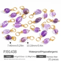 Set da 20 ciondoli in pietra naturale viola con chiusure in acciaio inossidabile dorato - Viola (20 Pezzi)