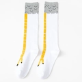 Funny white knee-high socks featuring creative yellow chicken feet pattern print - Calf Socks / Standard Packaging / White Yellow