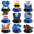 Set da 9 centrotavola a nido d'ape per la Festa del Papà con temi Best Dad Ever blu e nero - Serie Blu