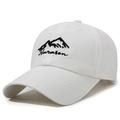 White quick-dry baseball cap with black mountain embroidery and breathable laser-cut holes - Adjustable / White