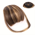 Brown and blonde highlight air fringe hairpiece with sideburns and clip-in design - 106 Brown Highlights
