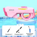 Pink automatic electric water gun toy set with rechargeable battery and USB charger - Automatic Pink (E-commerce Box)