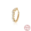 Detailed macro view of S925 sterling silver hoop earring in gold with cubic zirconia - Style 3 / Gold