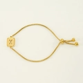 Adjustable gold stainless steel box chain bracelet featuring a square cutout letter X charm - Letter X / Gold
