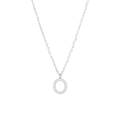 Elegant silver titanium necklace featuring a luxury round letter O zircon pendant - Silver-O