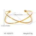 Detailansicht mit Maßen und Gewicht eines goldenen Edelstahl-Armreifs im Kreuzdesign - Gold Doppelzeilen-Kreuzstil (HC-B20373)