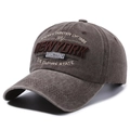 Vintage washed cotton baseball cap in charcoal grey with retro New York embroidery - Coffee