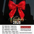 Red Christmas bow static glass stickers with golden finish in five various sizes - Bow 1 / Small