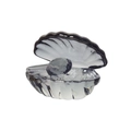 Dark gray crystal shell container with a transparent diamond-shaped ornament inside - Smoke / 60*53*49mm
